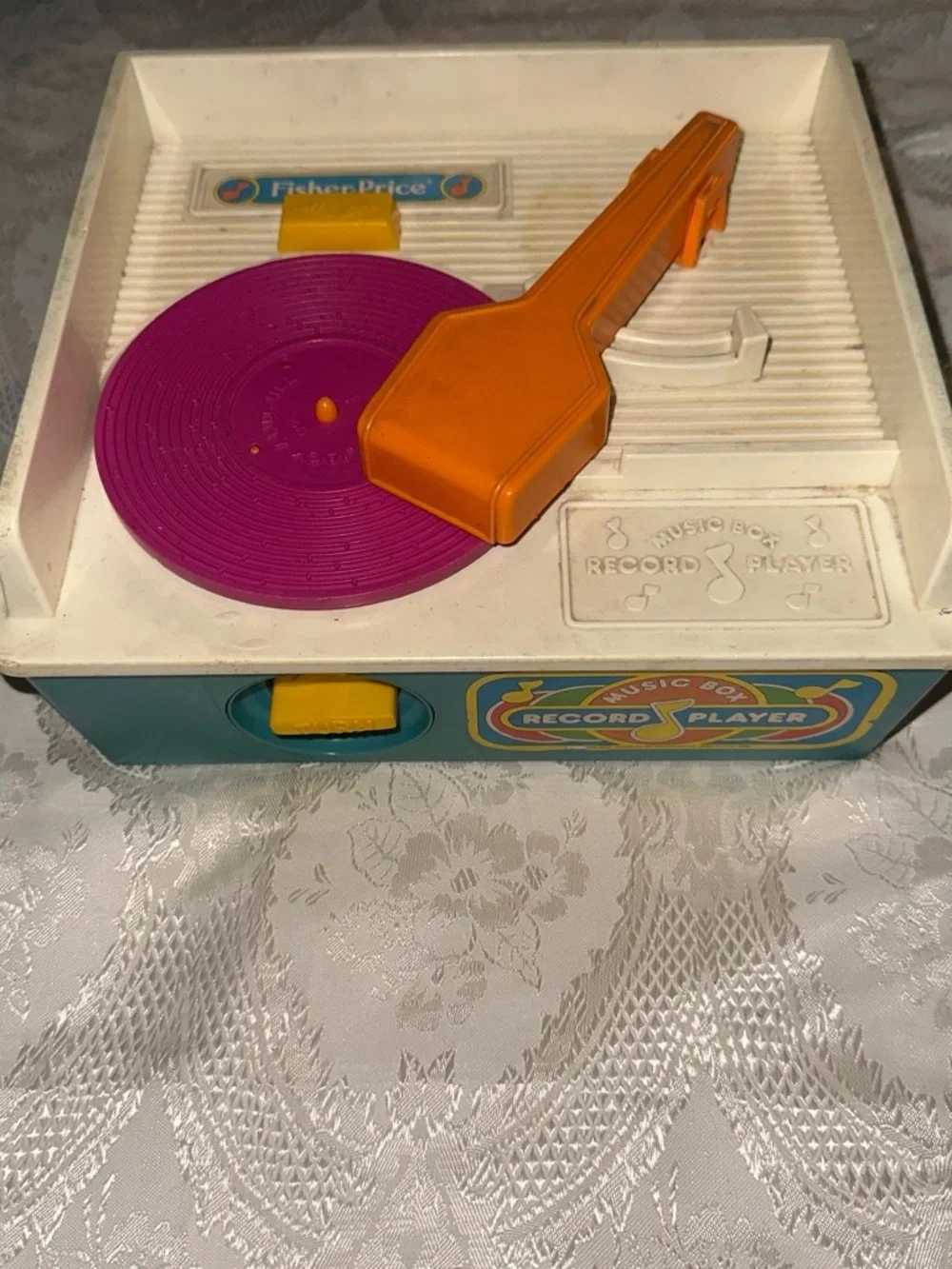 Fisher-Price Kids Music Box Record Player - Purple Turntable, Orange Arm